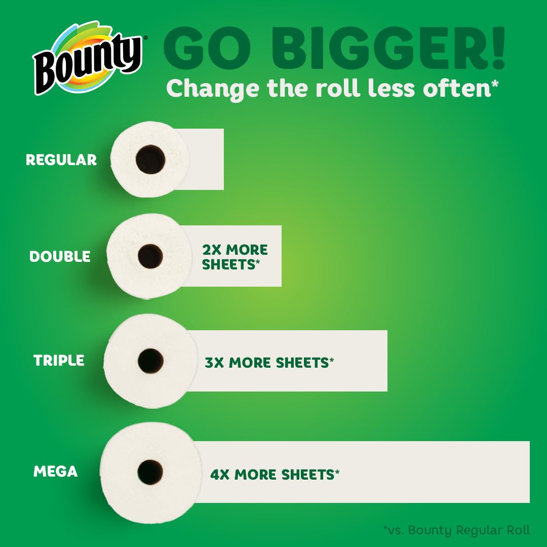 Bounty Select-A-Size 2-Ply Triple-Roll Paper Towels, 5-7/8" x 11", White, 135 Sheets Per Roll, Pack of 2 Rolls