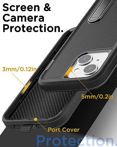 AICase Compatible with iPhone 15 Case Built-in Stand with Glass Screen Protector,Heavy Duty Drop Protection Full Body Rugged Shockproof Military Protective Tough Durable Cover_1