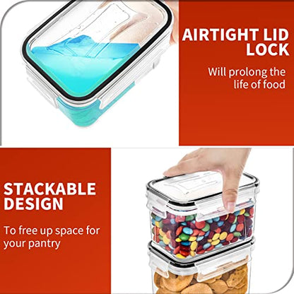 Skroam 24 Pack Airtight Food Storage Containers with Lids for Kitchen Pantry Organization and storage, BPA Free, Plastic Canister Set for Cereal, Pasta, Flour & Sugar - Spoon Set, Labels & Marker.