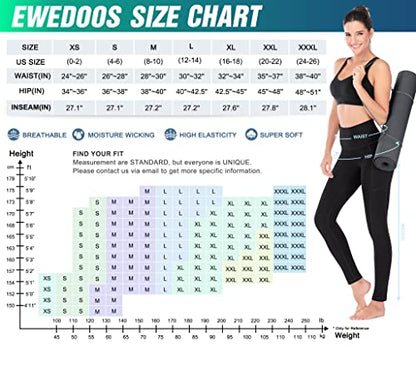 Ewedoos Women's Yoga Pants with Pockets - Leggings with Pockets, High Waist Tummy Control Non See-Through Workout Pants (EW320 Navy, Large)