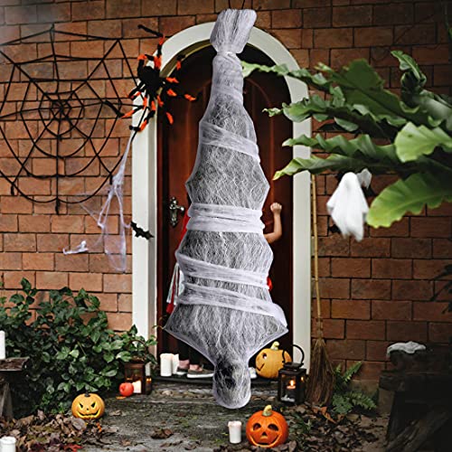 NEWBEA 72 Inch Halloween Cocoon Outdoor Decorations, Scary Hanging Cocoon Corpse Props, Halloween Outdoor Yard Decorations