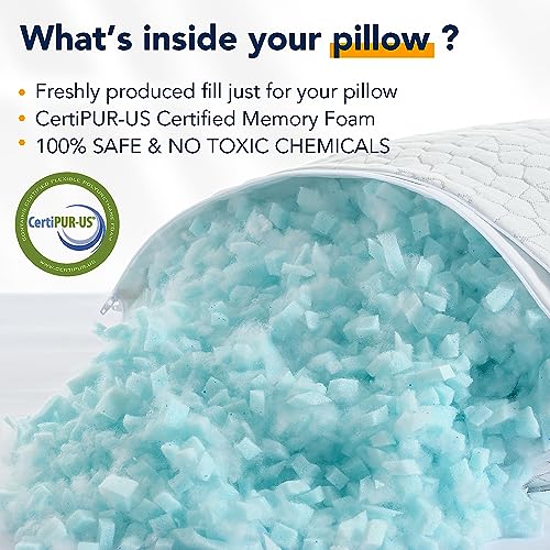 QUTOOL Cooling Pillows for Sleeping, Memory Foam Pillows 2 Pack, Bed Pillows King Size Set of 2 Gel Infused Adjustable Pillow with Bamboo & Cooling Pillow Cover Firm Pillow for Side and Back Sleepers