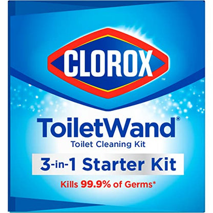 Clorox ToiletWand Disposable Toilet Cleaning Kit, Toilet Brush, Toilet and Bathroom Cleaning System with Storage Caddy and 6 Disinfecting ToiletWand Refill Heads (Package May Vary)