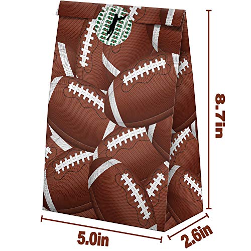 24 Pack Football Party Candy Favor Bags with Stickers, Football Goodie Gift Treat Bags Football Themed Birthday Party Supplies