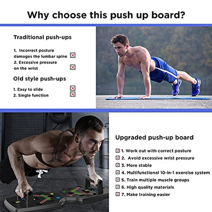 AERLANG Push Up Board, Portable Multi-Function Foldable 10 in 1 Push Up Bar, Push up Handles for Floor,Professional Push Up Strength Training Equipment