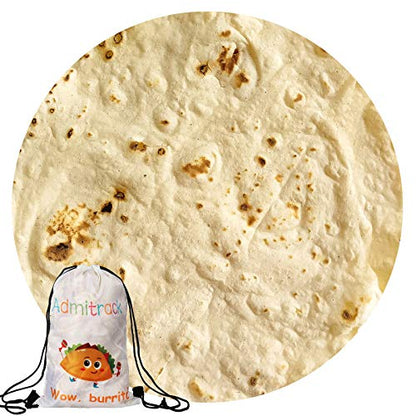 Admitrack Tortilla Wrap Blanket,Burritos Round Wrap Blanket,Tortilla Throw Blanket,Funny Realistic Food Round Blanket,Novelty Burritos Throw Blanket for Adults&Kids