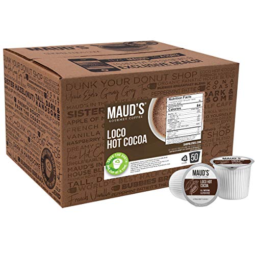 Maud's Dark Hot Chocolate (Loco Hot Cocoa), 50ct. Solar Energy Produced Recyclable Single Serve Gluten Free Dairy Free Hot Cocoa Pods, 100% California Blended Hot Chocolate, KCup Compatible