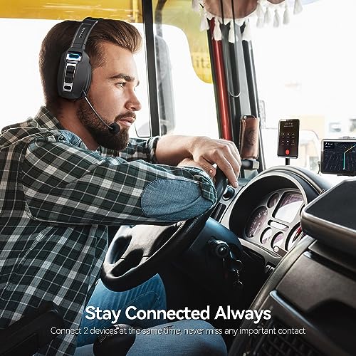 Dytole Bluetooth Headset, Trucker Bluetooth Headset with Microphone AI Noise Cancelling, Trucker Headset for 164ft & 65Hours Working Time, Wireless Headset for Work from Home/Trucke Driver/Computer