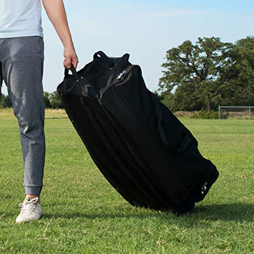 Champion Sports Wheeled Equipment Bag: Large Nylon Athletic Travel Bag with Wheels for Baseball, Football, Basketball, Soccer, Hockey, and Training , Black