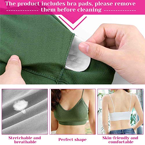 selizo Padded Bralettes for Women, 6 Pcs Sports Bras for Women Pack, V Neck Cami Bando Bra for Women Girls, S-M