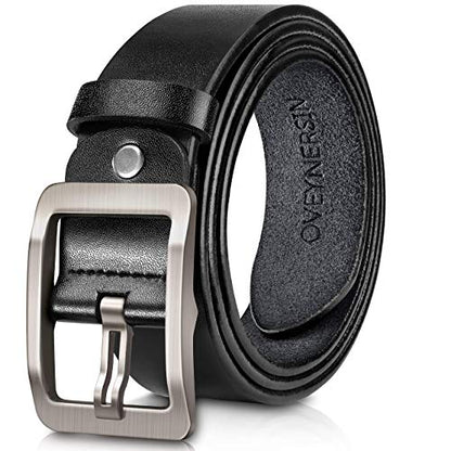 OVEYNERSIN Mens Belt - Leather casual Dress Belts Big Metal Buckle Adjustable Size designer Fashion Men Belts For Jeans | shorts | Work Golf Best Gifts