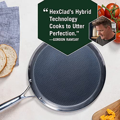 HexClad 12 Inch Hybrid Nonstick Griddle Pan, Dishwasher and Oven Friendly, Compatible with All Cooktops