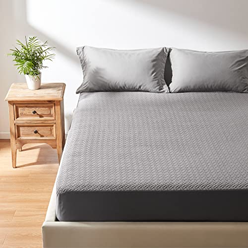 Hanherry 100% Waterproof Mattress Protector Twin Size - Grey, Bamboo Mattress Cover 3D Air Fabric Cooling Mattress Pad Cover Smooth Soft Breathable Noiseless, 8''-21'' Deep Pocket