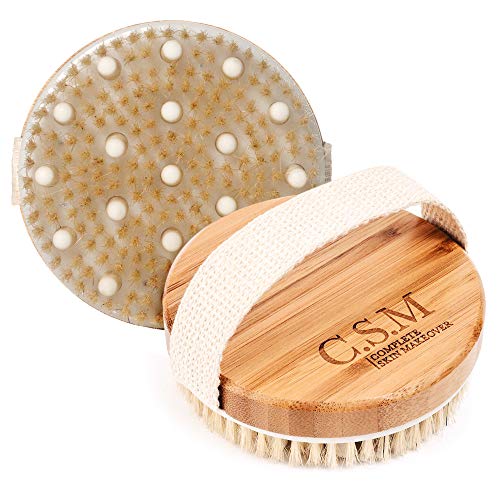 CSM Dry Body Brush for Beautiful Skin - Solid Wood Frame & Boar Hair Exfoliating Brush to Exfoliate & Soften Skin, Improve Circulation, Stop Ingrown Hairs, Reduce The Appearance of Acne and Cellulite