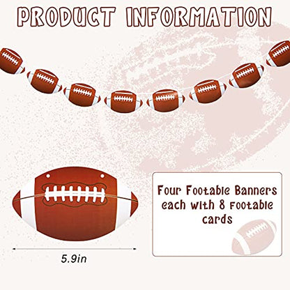 4 Pcs Football Party Banner Decorations Set Football Hanging Garland Party Supplies Football Paper Cutouts for Birthday Party Home Classroom Decor Sports Bowl Fans Club Assembled Favor Supplies