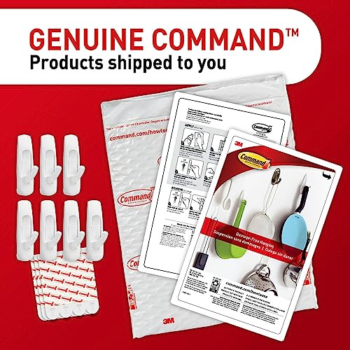 Command Large Utility Hooks, Damage Free Hanging Wall Hooks with Adhesive Strips, Wall Hooks for Hanging Back to School Dorm Organizers, 7 White Hooks and 12 Command Strips