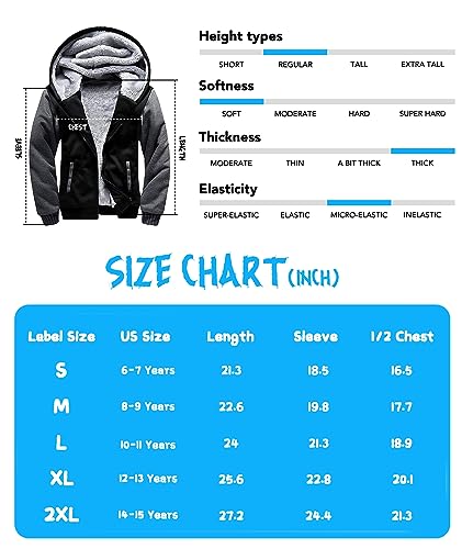 GEEK LIGHTING Boys Sherpa Lined Hoodie Kids Fleece Sweatshirt Full Zip Hooded Jacket