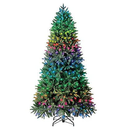 Evergreen Classics 7.5 ft Twinkly Pre-Lit Aspen Pine Quick Set Artificial Christmas Tree, App-Controlled Multi-Color RGB Lights