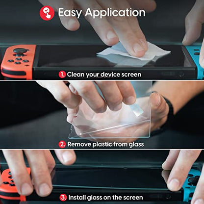 TALK WORKS Nintendo Switch Screen Protector - Scratch, Crack Resistant, Ultra-Thin HD Touchscreen Tempered Glass Cover (Pack of 3)