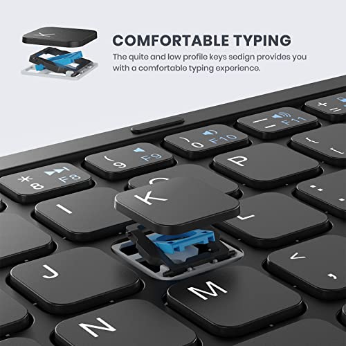 GEODMAER Foldable Bluetooth Keyboard, Portable Full Size Folding Keyboard with Large Touchpad, Numeric Keypad, PU Leather, Wireless Travel Keyboard for Windows iOS Android Mac (Sync up to 3 Devices)