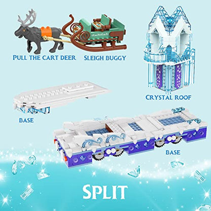 Under the Baubles Educiro Ice Princess Castle with Reindeer Sven moveable Toy Building Set for Kids, Girls, and Boys Ages 8-12,(912 Pieces) Anna-Elsa's Toys Gift Ideas