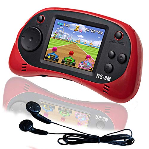 EASEGMER 16 Bit Kids Handheld Games Built-in 220 HD Video Games, 2.5 Inch Portable Game Player with Headphones - Best Travel Electronic Toys Gifts for Toddlers Age 3-10 Years Old Children (Red)