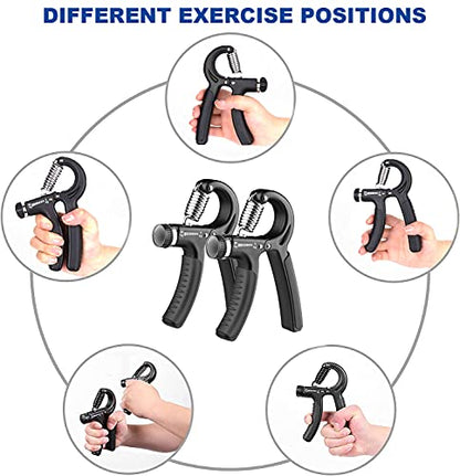 Grip Strength Trainer 2 Pack, Hand Grip Exerciser Strengthener Adjustable Resistance 11-132Lbs Non-Slip Forearm Workout Equipment, Hand Exerciser for Muscle Building and Injury Recovery for Athletes