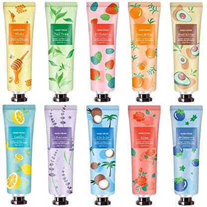 10 Pack Hand Cream for Dry Cracked Hands,Mothers Day Gifts for Women ,Teacher Appreciation Gifts, Nurses Week Gifts, Natural Plant Fragrance Mini Hand Lotion Moisturizing Hand Care Cream Travel Size Hand Lotion for Dry Hand Gift Set for Mom,Mothers Day Gi