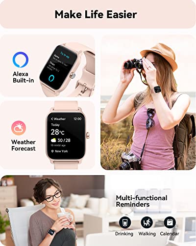 Smart Watch for Women,1.8"Fitness Watch(Answer/Make Call),Alexa Built-in, [24H Heart Rate Sleep Blood Oxygen Monitor],5ATM Waterproof,100 Sports Modes Step Calorie Women Watches for iOS&Android Phones