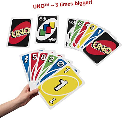 Mattel Games Giant UNO Card Game for Kids, Adults & Family Night, Oversized Cards & Customizable Wild Cards for 2-10 Players