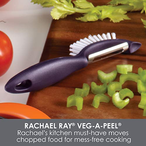 Rachael Ray Kitchen Gadgets Vegetable/Fruit Peeler with Brush, 3-In-1 Tool, Orange