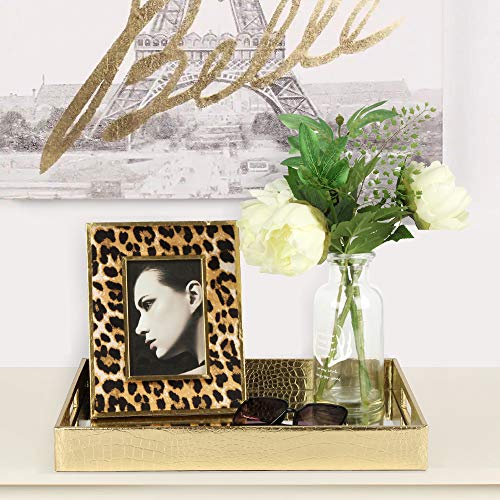 Vixdonos Decorative Mirror Tray Gold Serving Tray Bathrooom Vanity Tray for Makeup,Candle Holders,16.2'' X 12.2" X 2''