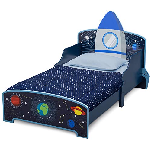 Delta Children Space Adventures Rocket Ship Wood Toddler Bed - Greenguard Gold Certified, Blue