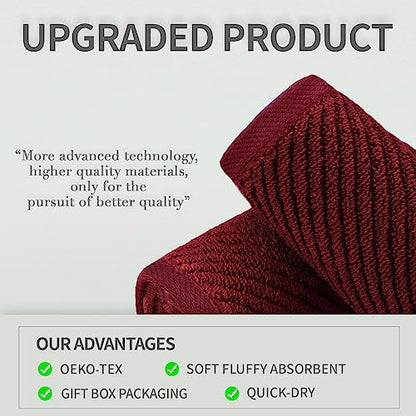 VOOVA & MOVAS Red Bath Towels, Luxury 4PC Gift Set, Large 30" x 56", 100% Cotton | Thick | Soft | Quick Dry, Luxury Towels for Bathroom, Pool and Spa,Christmas Bathroom Decor
