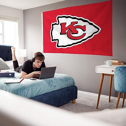 Rico Industries NFL Kansas City Chiefs 3-Foot by 5-Foot Single Sided Banner Flag with Grommets