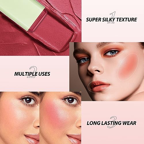 BEFIVECOK Cream Blush Stick for Cheeks - Cream Makeup Blush Wand, Solid Moisturizer Stick for Cheeks Tint, Natural Blendable Waterproof Korean Blush Stick, Matte Long-Lasting Smooth Blushes Makeup(#01 Shy Pink)