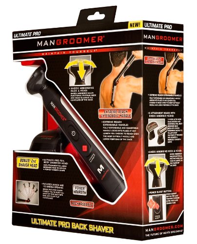 MANGROOMER - ULTIMATE PRO Back Shaver with 2 Shock Absorber Flex Heads, Power Hinge, Extreme Reach Handle and Power Burst