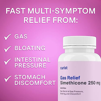 Curist Gas Relief Simethicone 250 mg Softgels (300 Count) - Fast Digestive Relief, Bloating Relief & Anti Flatulence Gas Pills for Adults aids Gas and Bloating Relief (300 Soft gels)