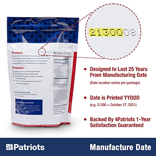 4Patriots 3-Month Survival Food Kit - 688 Servings, 135,840 Total Calories, Emergency Food Supply, Freeze Dried Meals for Disasters and Camping, Designed To Last 25 Years, Disaster-Resistant Packaging, Unmatched Variety Compared to Competition
