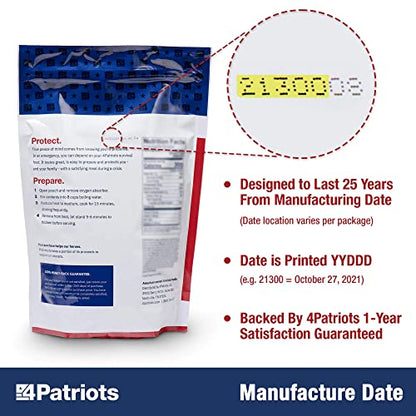 4Patriots 3-Month Survival Food Kit - 688 Servings, 135,840 Total Calories, Emergency Food Supply, Freeze Dried Meals for Disasters and Camping, Designed To Last 25 Years, Disaster-Resistant Packaging, Unmatched Variety Compared to Competition