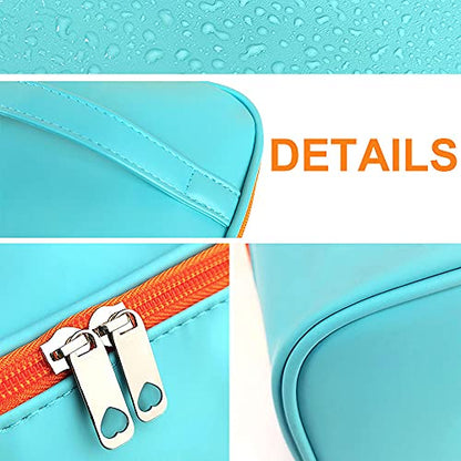 Makeup Bag Cosmetic Bags Small for Women Ladies Zipper Pouch Makeup Organizer Waterproof Cute (Cyan Blue)