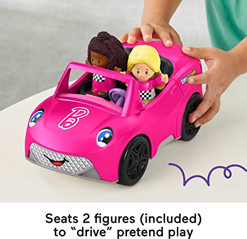 Little People Barbie Toddler Toy Car Convertible with Music Sounds & 2 Figures for Pretend Play Ages 18+ Months