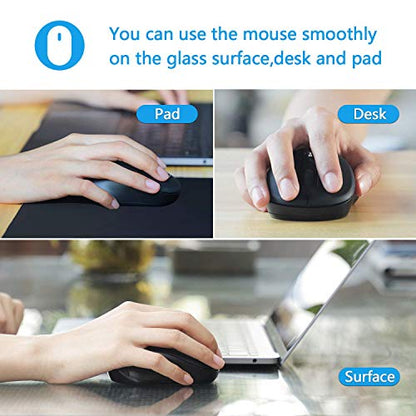 LeadsaiL Wireless Computer Mouse, 2.4G Portable Slim Cordless Mouse Less Noise for Laptop Optical Mouse with 4 Buttons, AA Battery Used, USB Mouse for Laptop, Desktop, MacBook