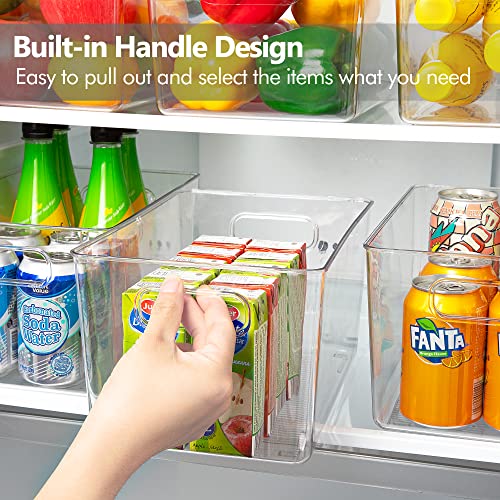 YIHONG Clear Pantry Storage Organizer Bins, 6 Pack Plastic Food Storage Bins with Handle for Kitchen,Refrigerator, Freezer,Cabinet Organization and Storage