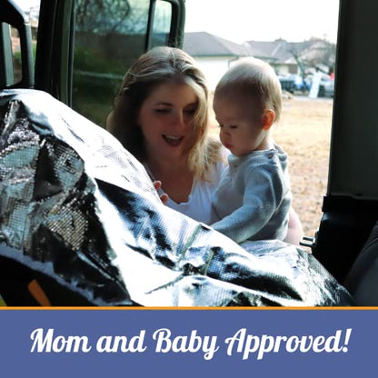 Car Seat Sun Shade Cover - Keep Your Baby's Carseat at a Cooler Temperature - Covers and Blocks Out Heat & Sun - More Comfortable for Baby or Child - Protection from UV Sunlight - Mommy's Helper