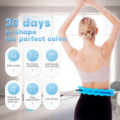 Dumoyi Smart Weighted Fitness Hoop for Adults Weight Loss, Infinity Hoop, 2 in 1 Adomen Fitness Massage Workout Equipment, Great for Adults and Beginners (Blue)
