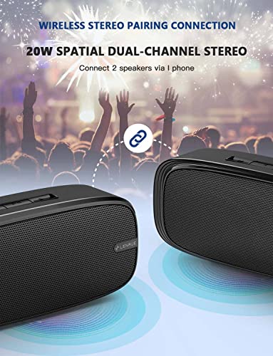 LENRUE Bluetooth Speaker, Wireless Portable Speaker with Loud Stereo Sound, Rich Bass, 12-Hour Playtime, Built-in Mic. Perfect for iPhone, Samsung and More