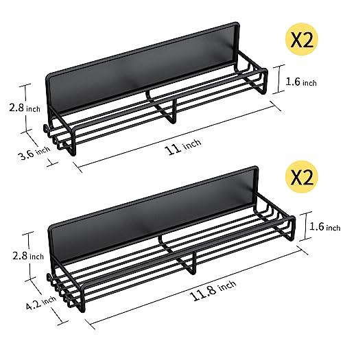 SUNALLY Magnetic Spice Rack for Refrigerator, 4 Pack Magnetic Fridge Shelf, Spice Organizer Shelf Holder for Kitchen Organization and Storage, Spice and Seasoning Organizer Gadgets for Metal Surface