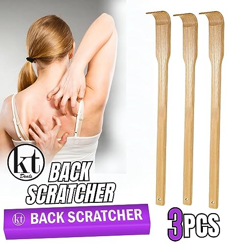 3pcs Wooden Back Scratcher Long Handle for Hard to Reach Self Pick Itch Relief Tools 16 inch