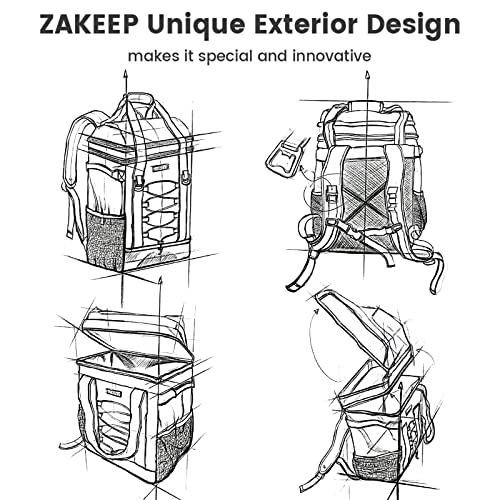 ZAKEEP Cooler Backpack, 36 Cans Multifunctional Leakproof Cooler Backpack with Padded Top Handle, Mesh Pocket for Camping BBQ (Black)